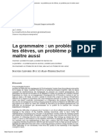 La Grammaire - Un Problème Pour Les Élèves, Un Problème Pour Le Maitre Aussi