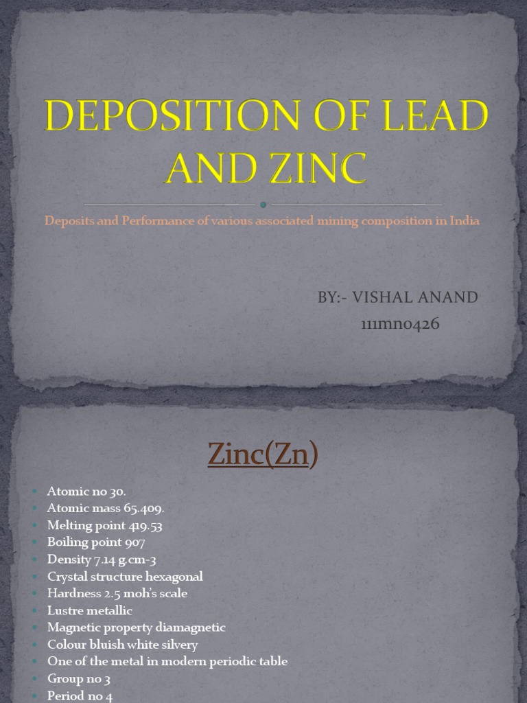 Deposition of Lead and Zink PDF Zinc Lead