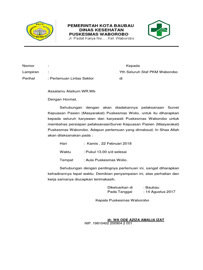 Surat Undangan Lintas Sektor | PDF