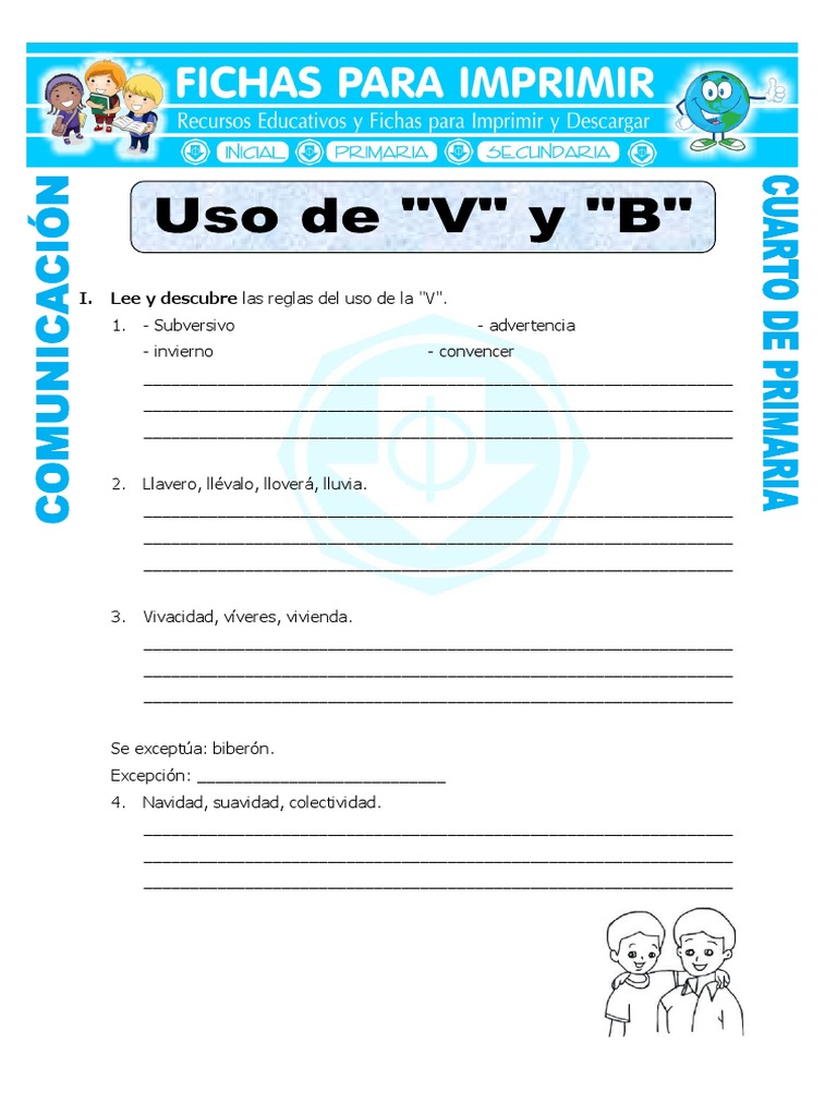Reglas del uso de B y V para 4º primaria | PDF | Ocio