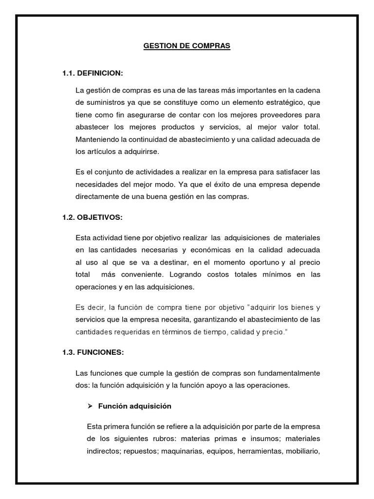 Gestion de Compras | PDF | Calidad (comercial) | Economias