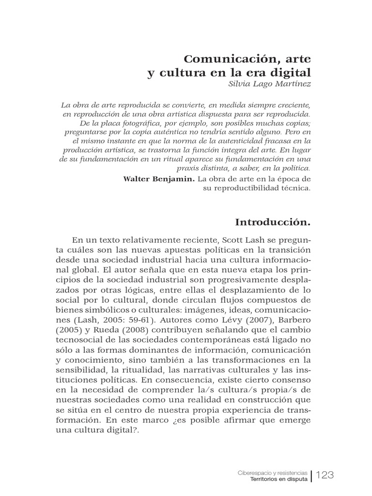 Silvia Lago Comunicacin Arte y Cultura en La Era Digital PDF | PDF ...