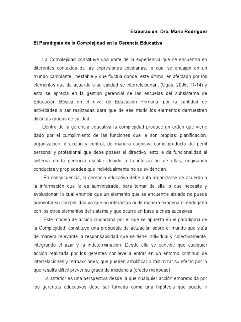 El Paradigma de La Complejidad en El Ámbito Educativo | PDF ...