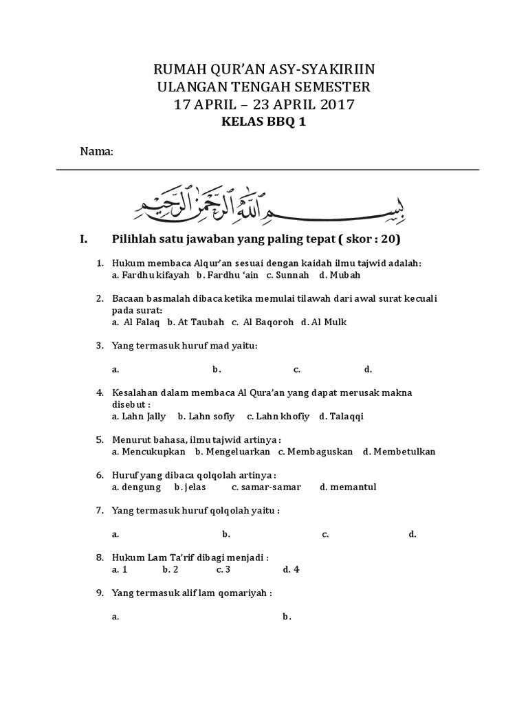 Uts Rq Assyakirin