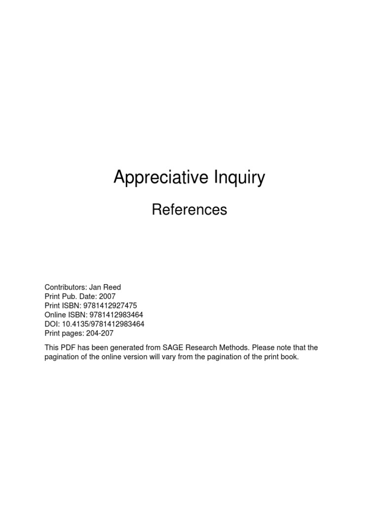 Appreciative Inquiry: References | PDF | Ethnography | Action Research