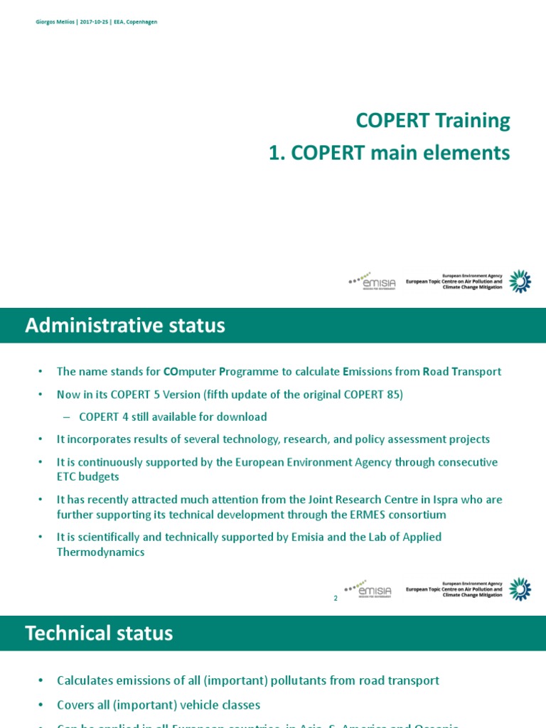 1 Copert Main | PDF | Emission Intensity | Air Pollution