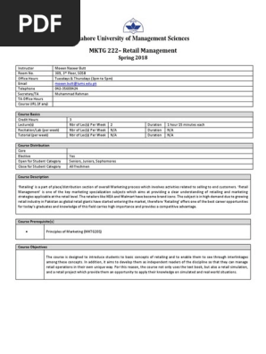 Course Outline Retail