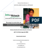 Síntesis Educativa Semanal de Michoacán al 14 de mayo de 2018