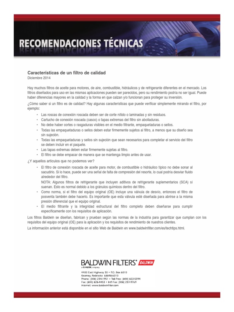 Características de Filtros de Calidad | PDF | Quality (Business ...