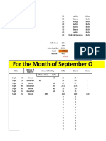 For The Month of September Only: Date Amount Paid by Hafiz Gilani Umar Gilani Umar Haifz Nature of Expense