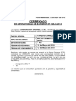 Formato de Certificado de Operatividad