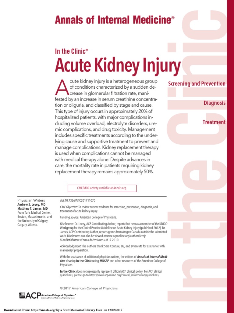 Acute Kidney Injury Review 2017 | PDF | Renal Function | Chronic Kidney ...