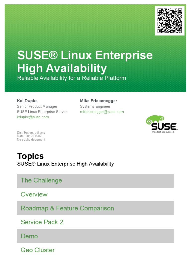 SUSE Linux Enterprise High Availability PDF | PDF | Computer Cluster ...