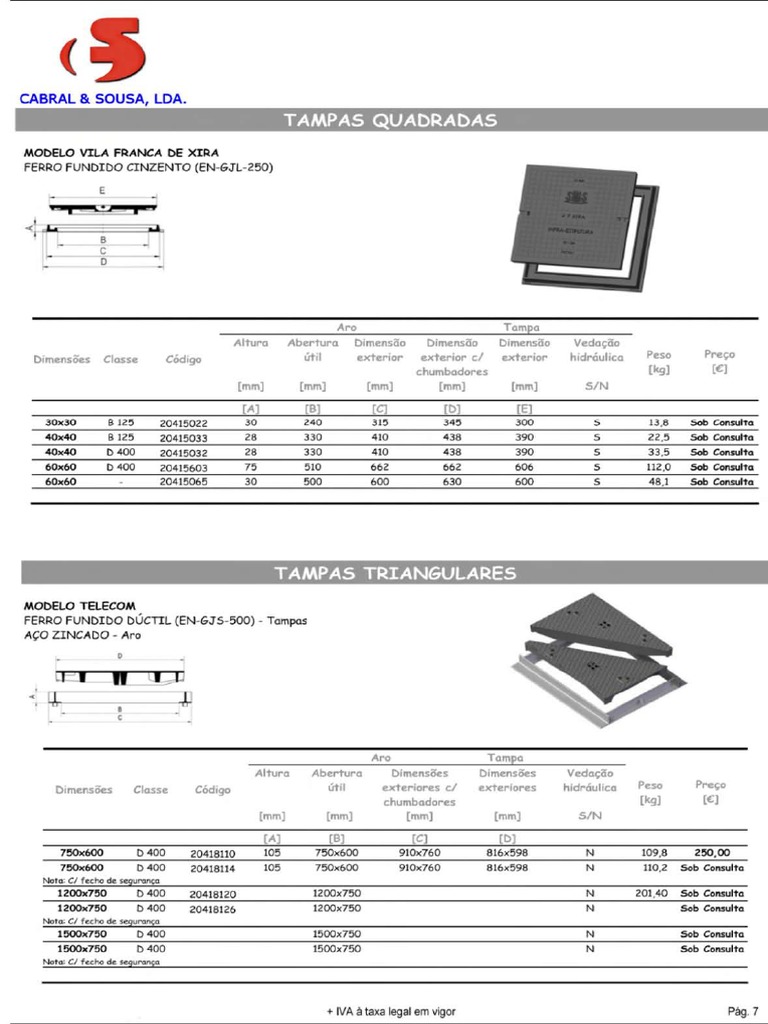 Tampa Ferro Fundido Triangular Tipo Telecom | PDF