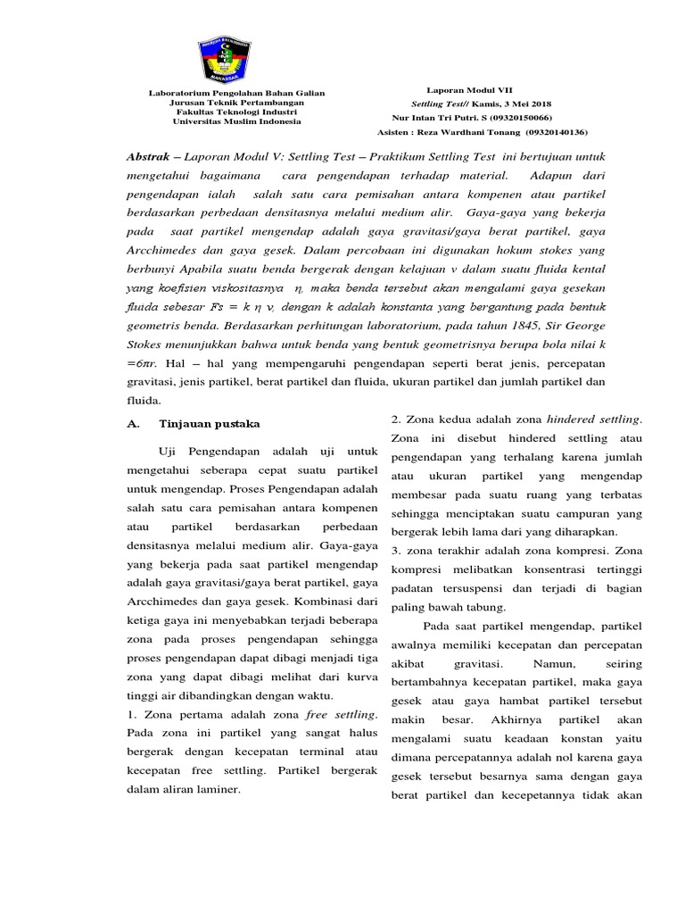 Laporan Settling Test Pdf