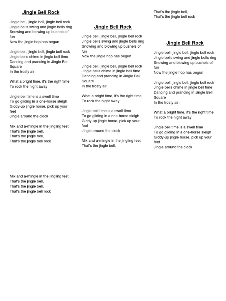 Bobby Helms - Jingle Bell Rock Songtekst - Songteksten - NL - Your Lyrics  Source PDF