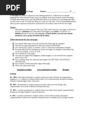one pager - ir a infinitive