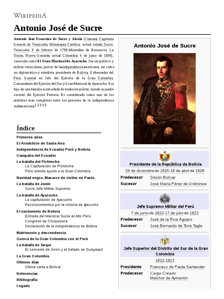 Antonio Jose De Sucre Conflicto Armado Agitacion