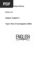 English SBA - The Plan of Investigation | PDF