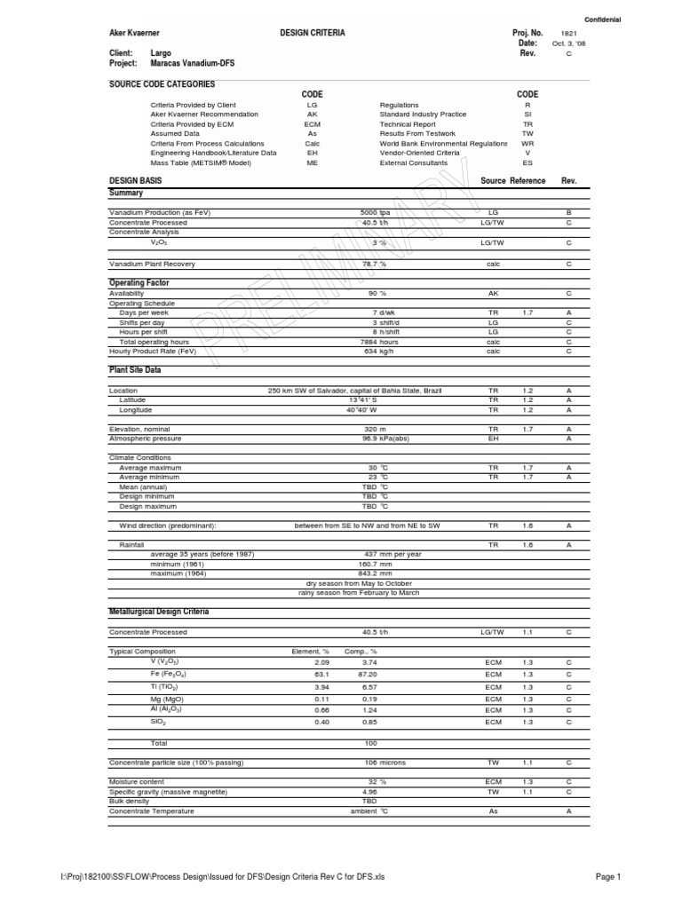 Appendix D1 - Design Criteria Rev C For DFS | PDF | Sodium Carbonate ...