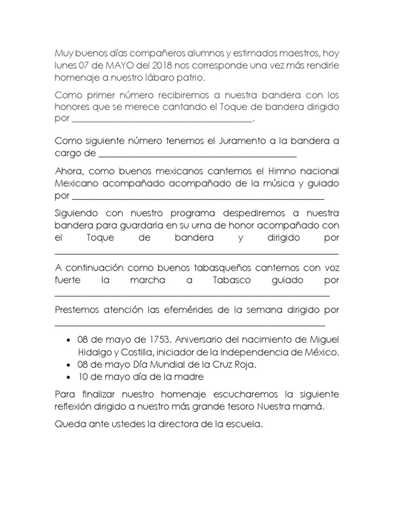 Homenaje a la Bandera y a las Madres | PDF | México