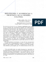 Reflexiones y Sugerencias A Proposito de La Mineria Colonial