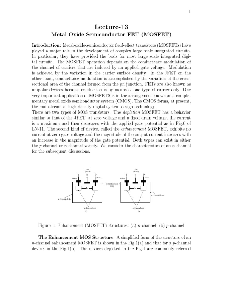 MOSFETs: Structure, Operation, and Characteristics | PDF | Field Effect ...