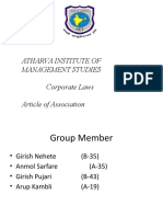 Atharva Institute of Management Studies Corporate Laws Article of Association