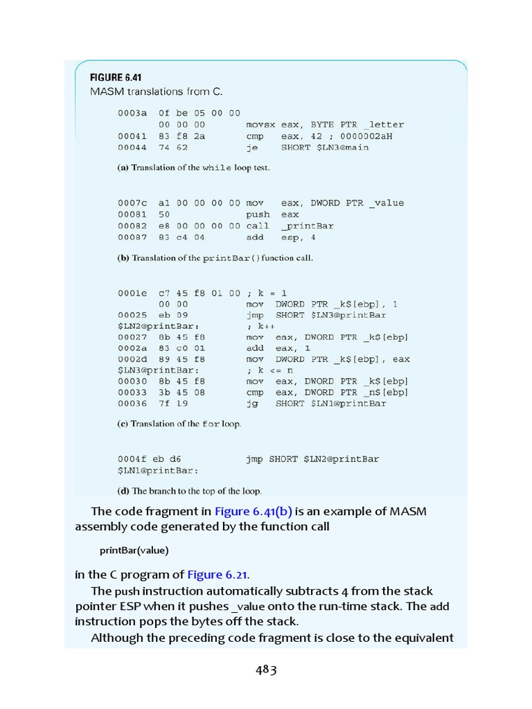 MASM Assembly Code for C Function Call | PDF