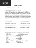 Worksheet 2: SUBJECT: Present Simple, Present Continuous