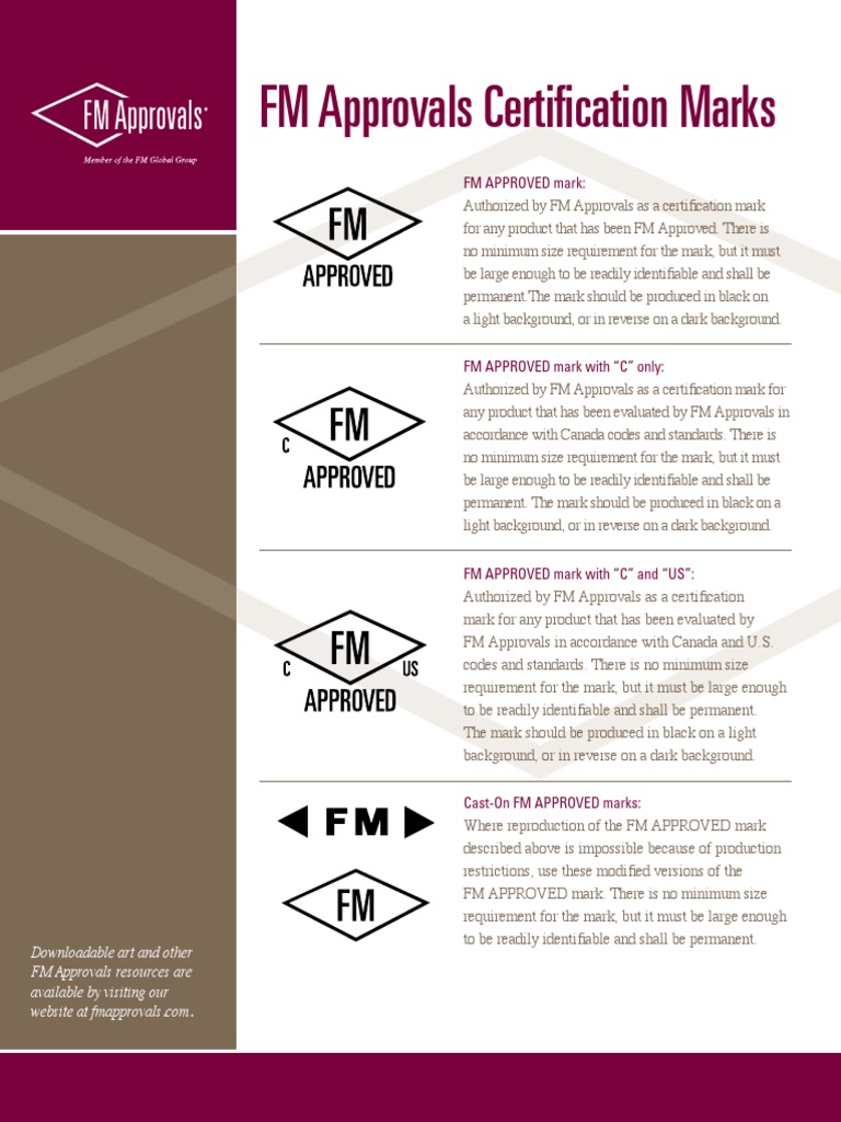 FM Approvals Certification Marks | PDF | Trademark | Advertising, image size:768x1024