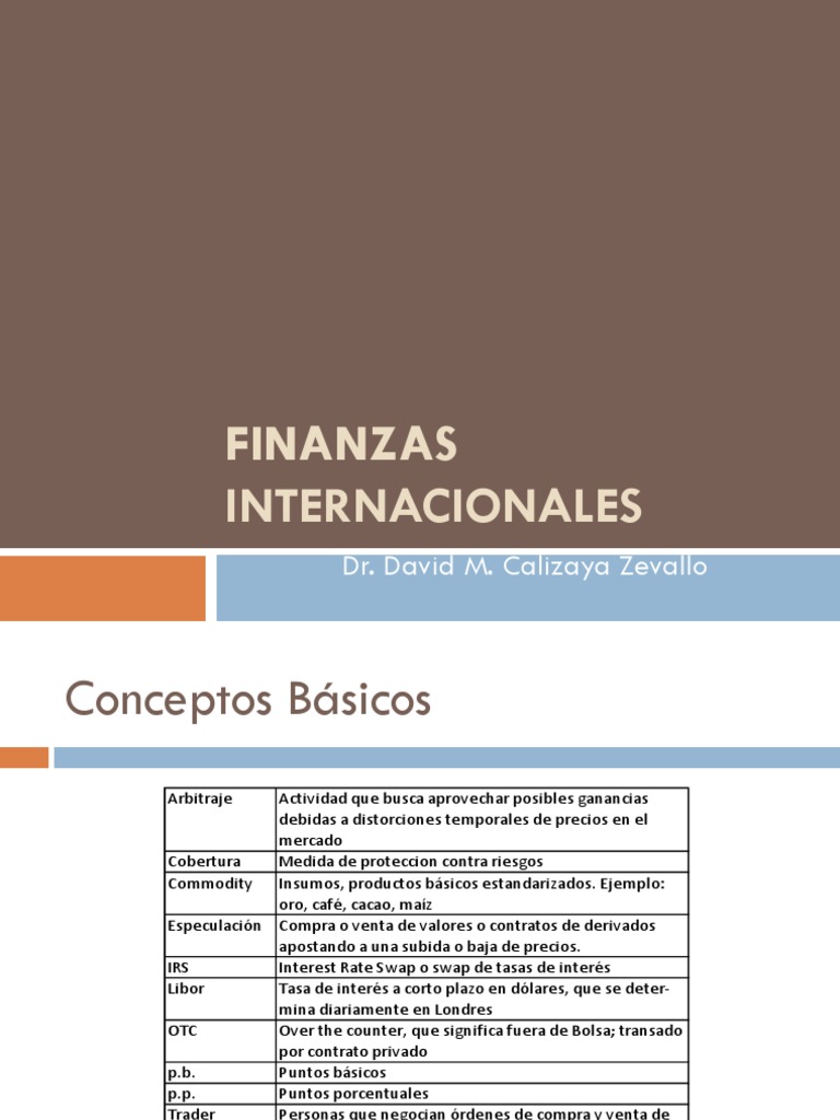 Conceptos Clave en Finanzas Internacionales | PDF | Swap (Finanzas) | Bolsa