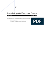 Journal of Applied Corporate Finance: Value Maximization, Stakeholder Theory, and The Corporate Objective Function