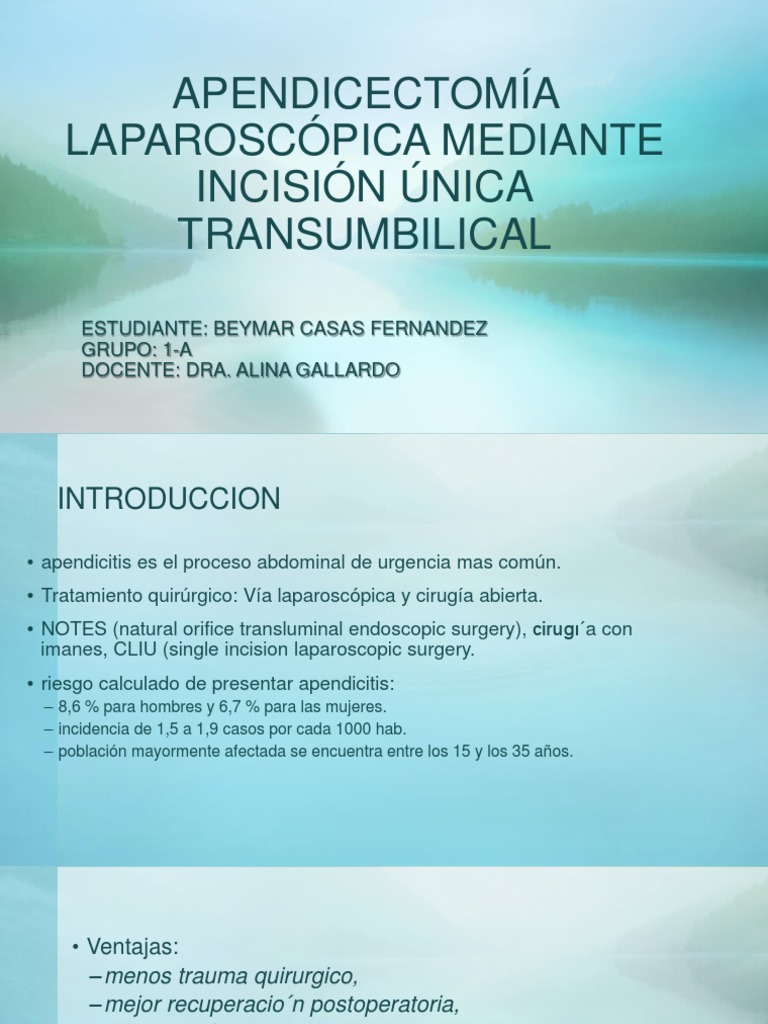 Apendicectomía Laparoscópica Mediante Incisión Única | Descargar gratis ...