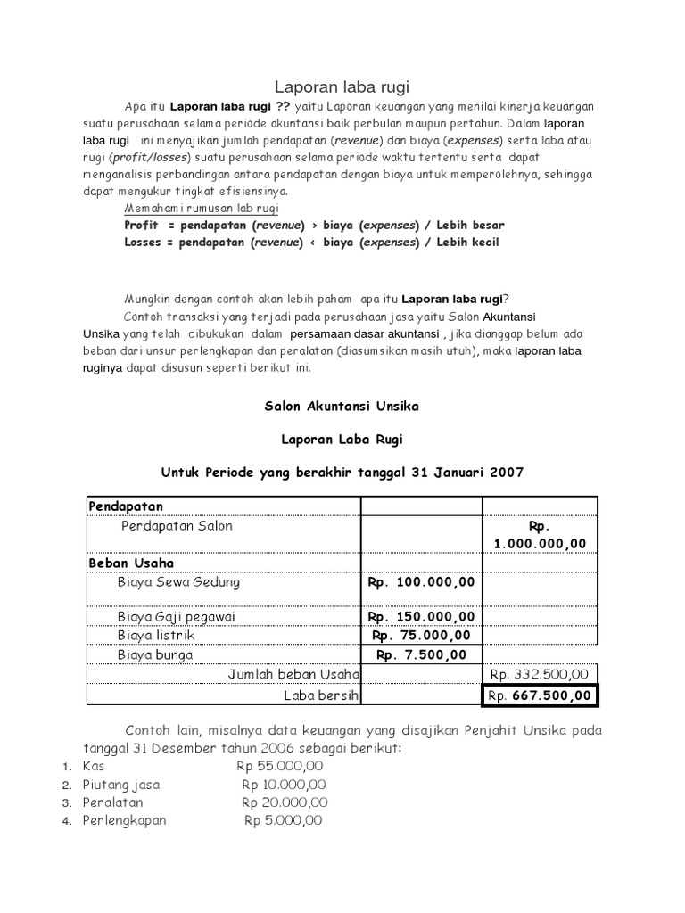 Laporan Laba Rugi | PDF