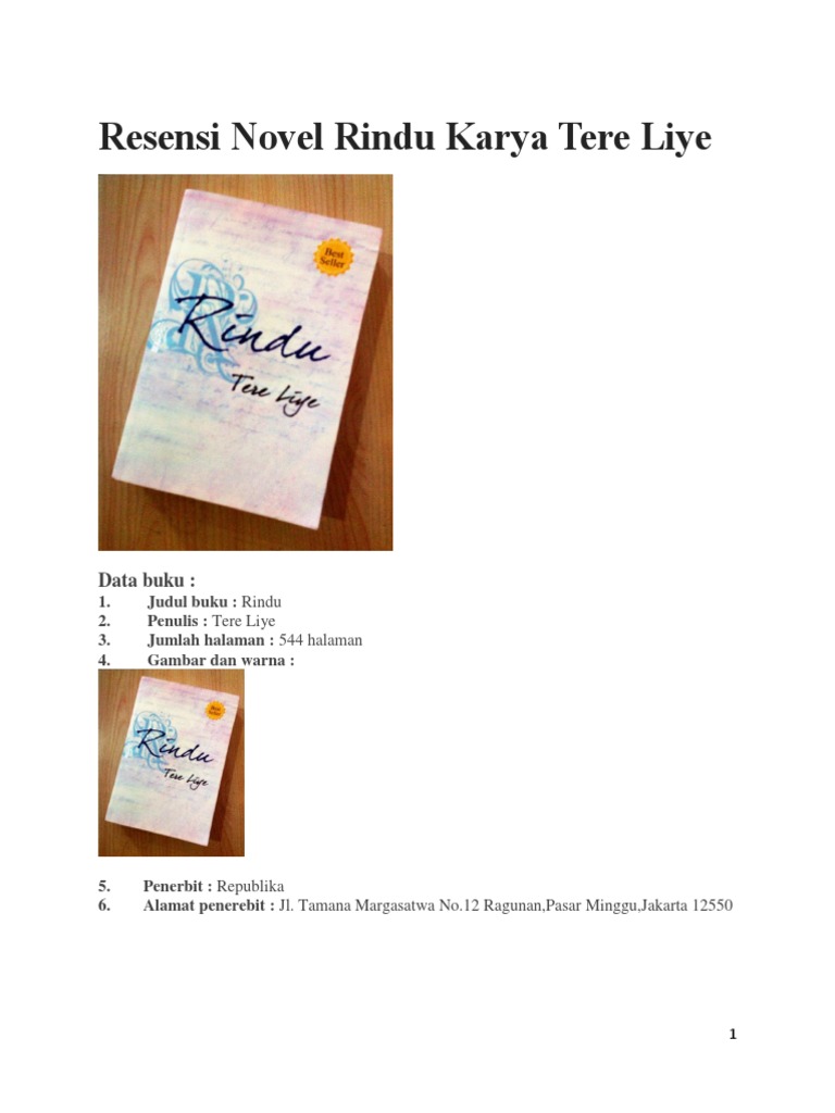 Resensi Novel Rindu Karya Tere Liye: Data Buku | PDF | Poetry | General ...