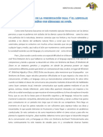 El Desarrollo de La Comunicación Oral y El Lenguaje en Niños Con Síndrome de Down