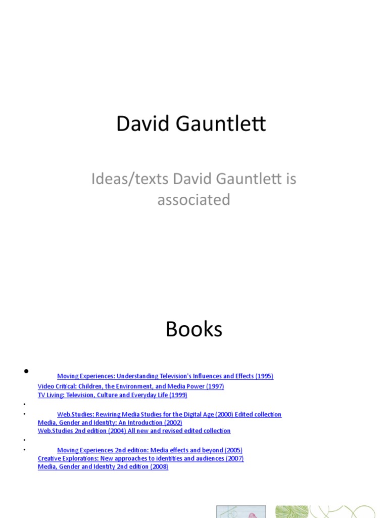 David Gauntlett's Media Studies Works | PDF | Identity (Social Science ...