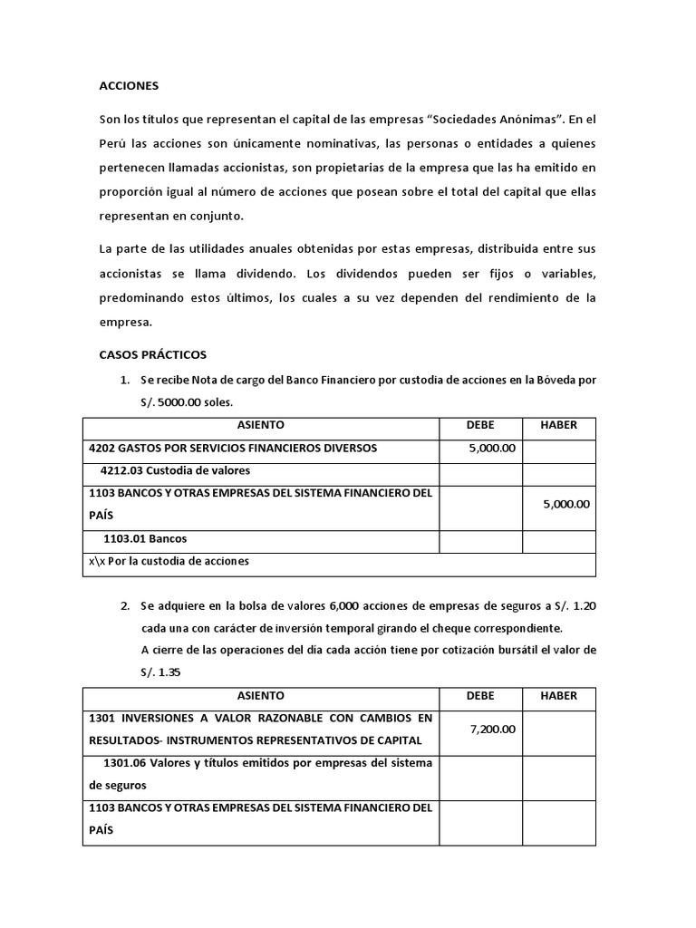Acciones Pdf Compartir Finanzas Bolsa