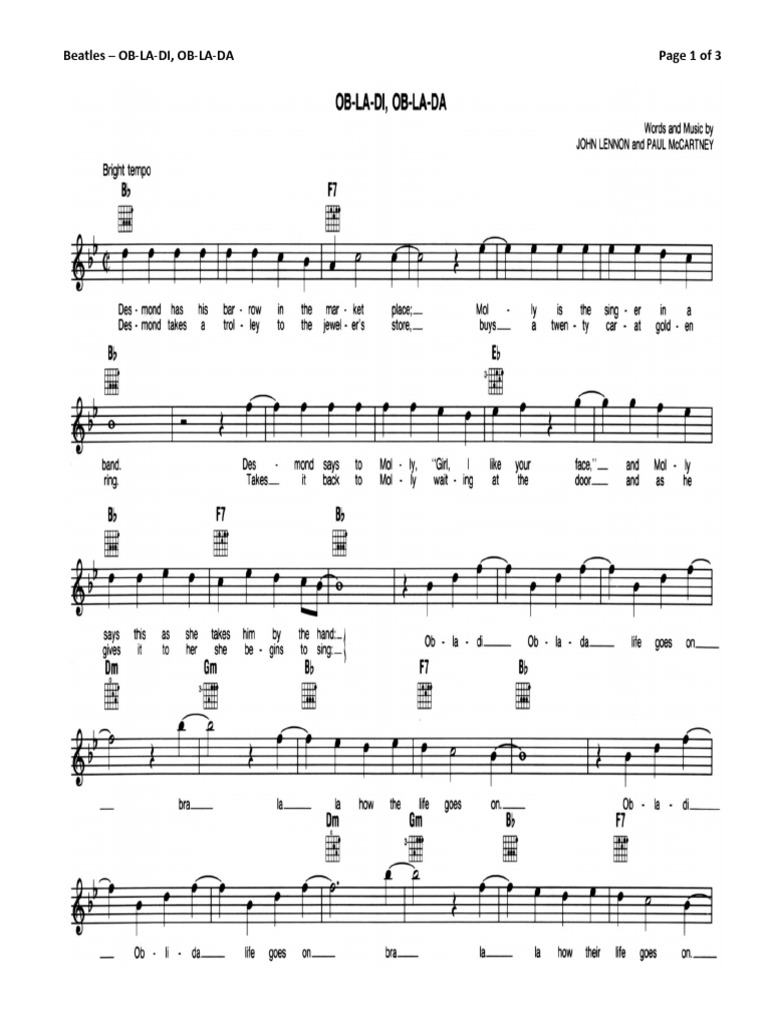 Obladi Oblada (Beatles) | PDF