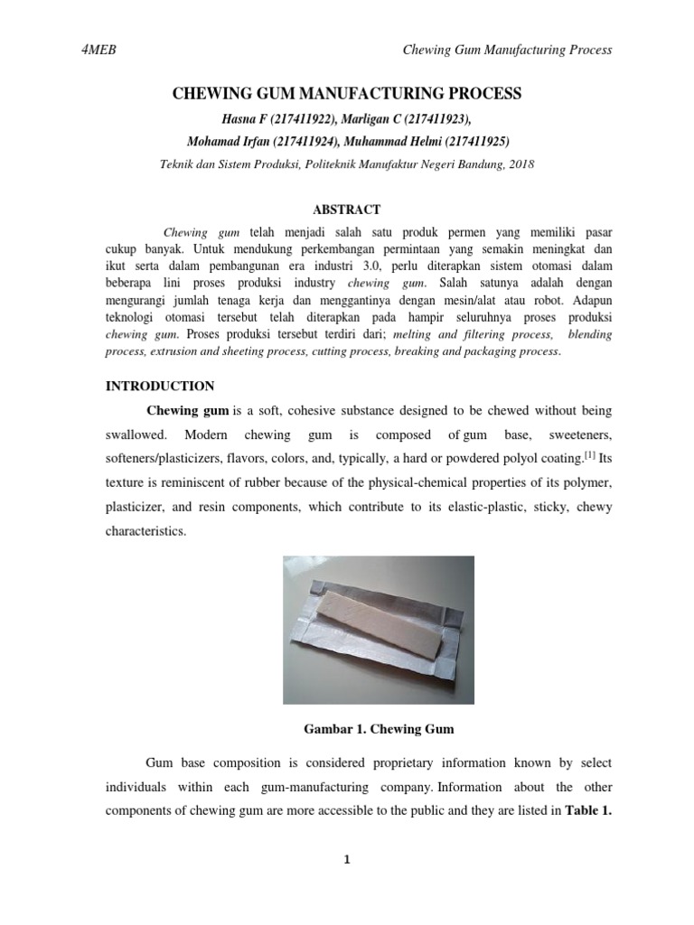 Chewing Gum Manufacturing Process Materials Chemistry Free 30day Trial Scribd