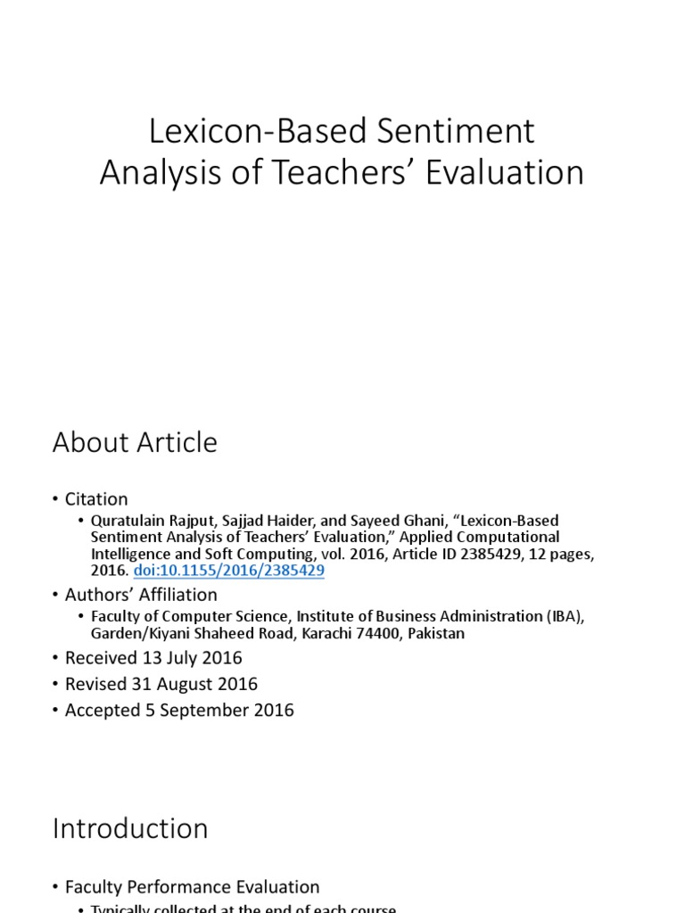 Lexicon-Based Sentiment Analysis in Education | PDF | Communication ...