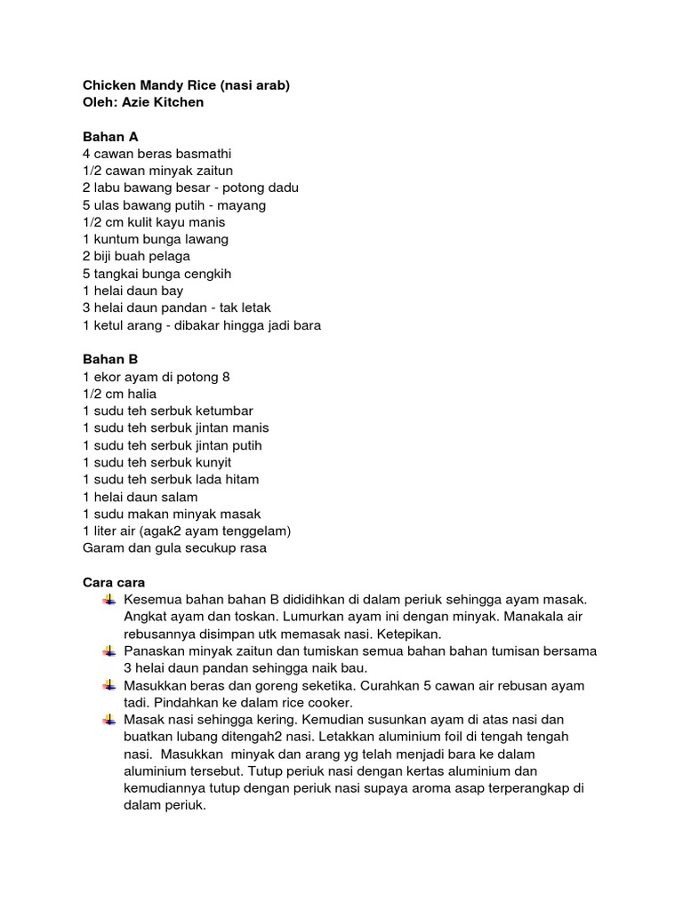 Chicken Mandy Rice Pdf