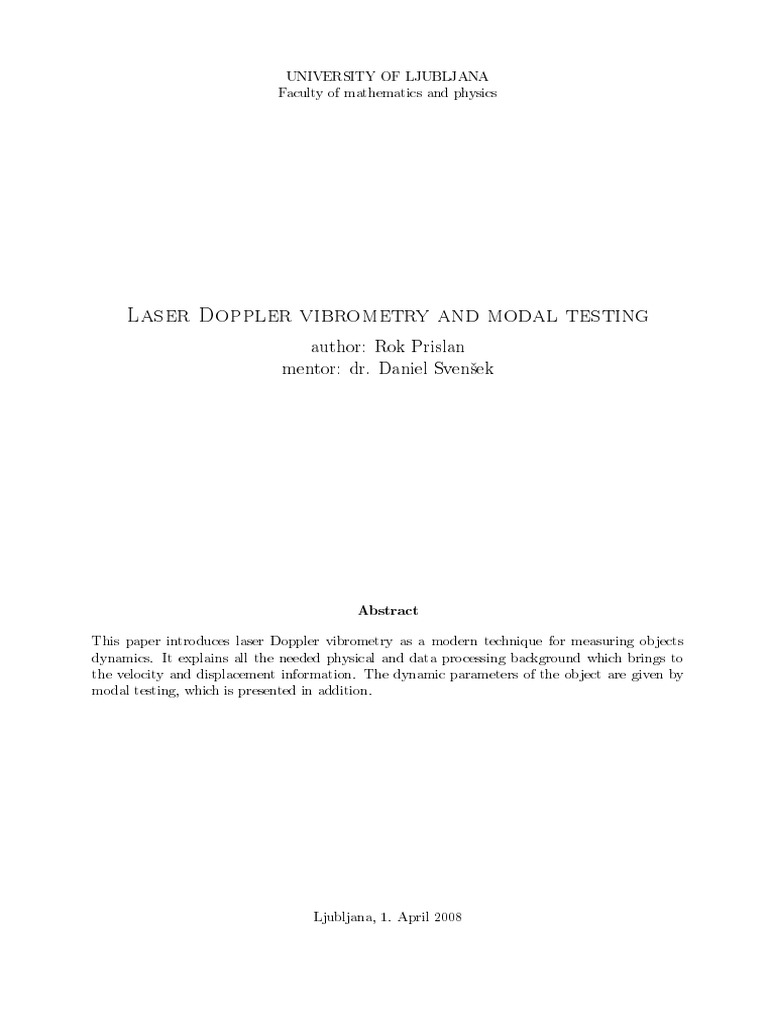 Laser Doppler Vibrometry and Modal Testing | PDF | Interferometry ...