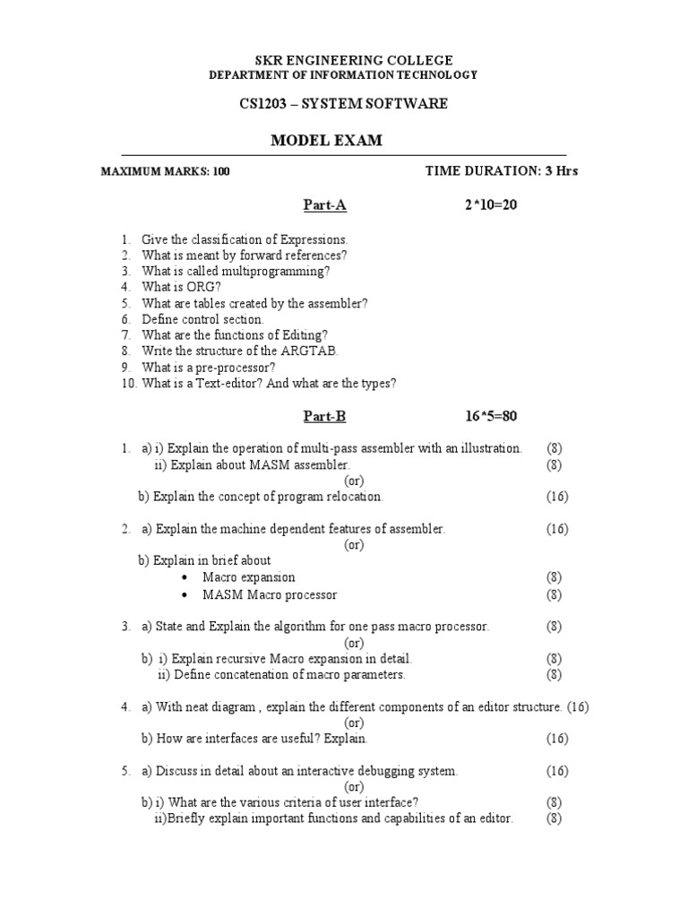 System Software and DBMS Model Exams | PDF | Databases | Database Index