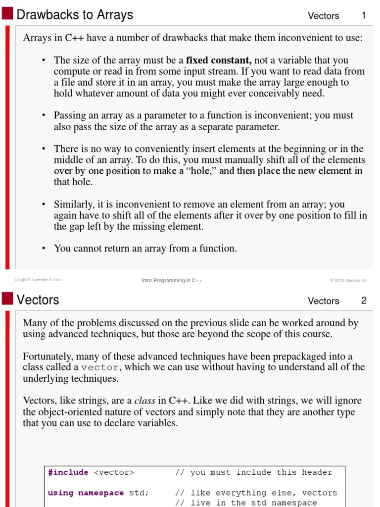 Vectors and Iterators PDF | PDF | Array Data Structure | C++