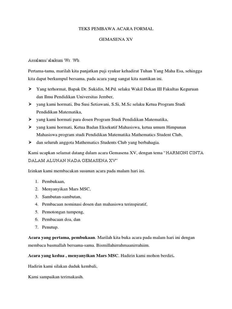 Naskah Mc Semi Formal Belajar