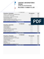 Matriz Curricular Gastronomia