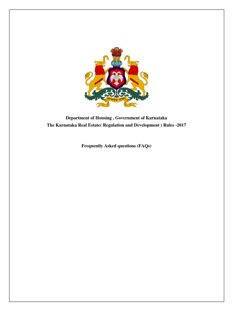 Department of Housing, Government of Karnataka The Karnataka Real