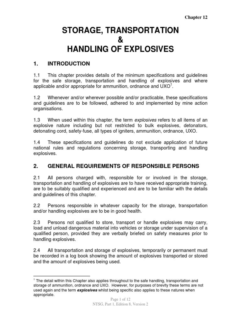 Explosives: Storage, Transport, and Safety | PDF | Bomb Disposal ...